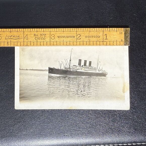 RMS Caledonia Boston Harbor 1928 Photo Annotated Voyage Notes WWII HMS Scotstoun - Picture 4 of 4